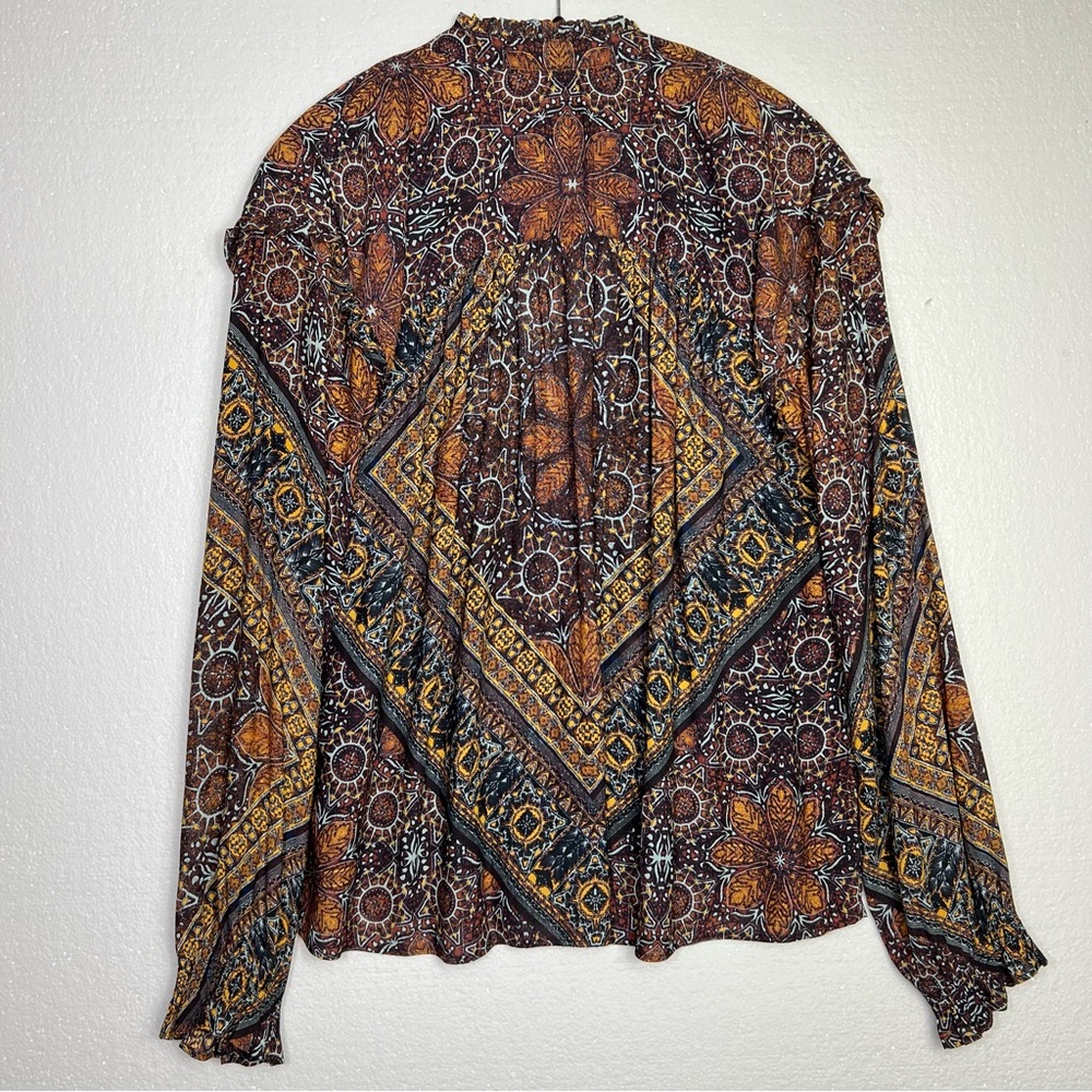 Free People Little Runaway Geometric Medallion Print Top Blouse Size S - Picture 5 of 5
